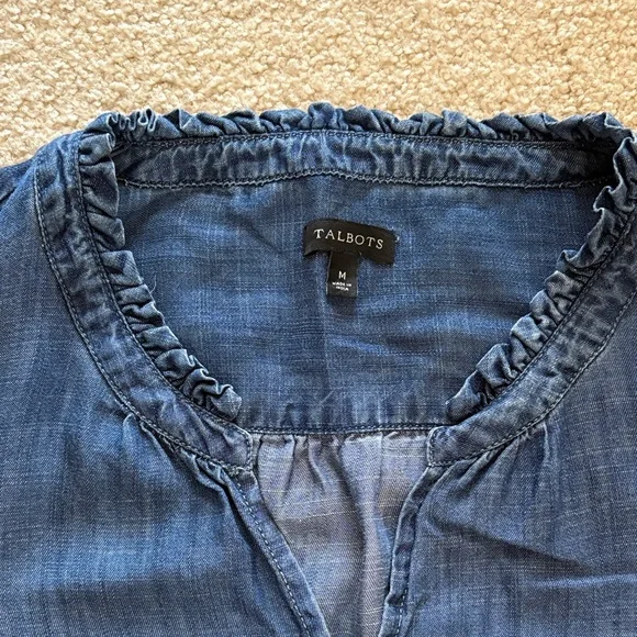 Casual Denim Blue Tencel Blouse - Picture 4 of 6